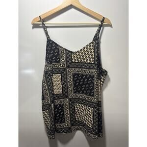 Hayden Los Angeles Tank Top Patchwork Print Black Cream Plus Size 1X